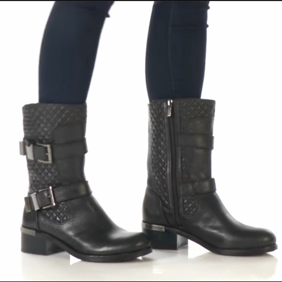 Vince Camuto black leather quilted moto bo… - Picture 12 of 12
